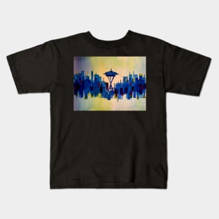 Abstract painting of the Seattle landscape Kids T-Shirt